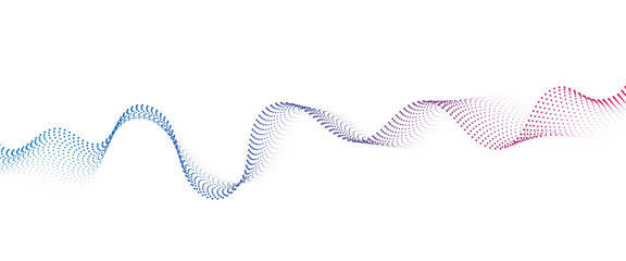 Flowing Dot Wave halftone gradient pattern on transparent background	
