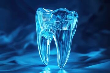 Transparent glass tooth symbolizing modern dental technology and innovation