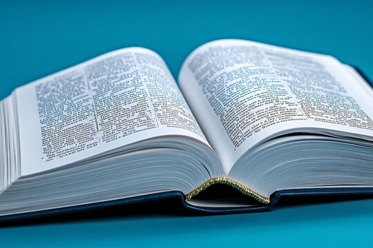 A close-up of an open dictionary, with a clear focus on words and definitions, symbolizing literacy and knowledge