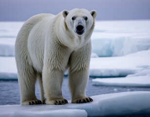 polar bear cub, polar bear on ice, polar bear in the snow