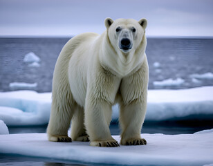 polar bear on ice, polar bear in the snow