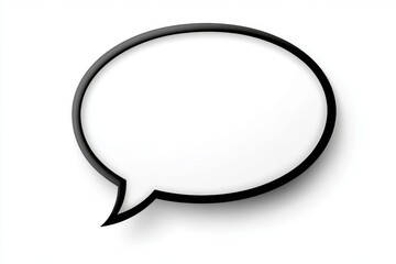 Fototapeta premium Blank speech bubble with black outline on white background.