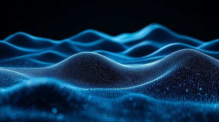 Abstract waves of glowing blue particles.