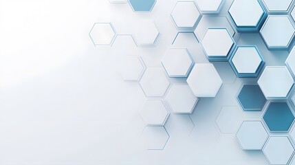 Abstract Pattern of White Hexagon Shapes with Blue Highlights