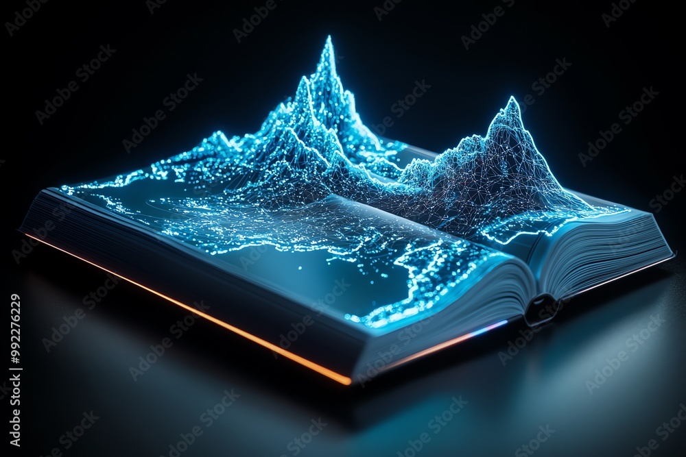 Aufkleber A futuristic e-book with interactive 3D models, where readers can rotate and zoom in on detailed visualizations within the text