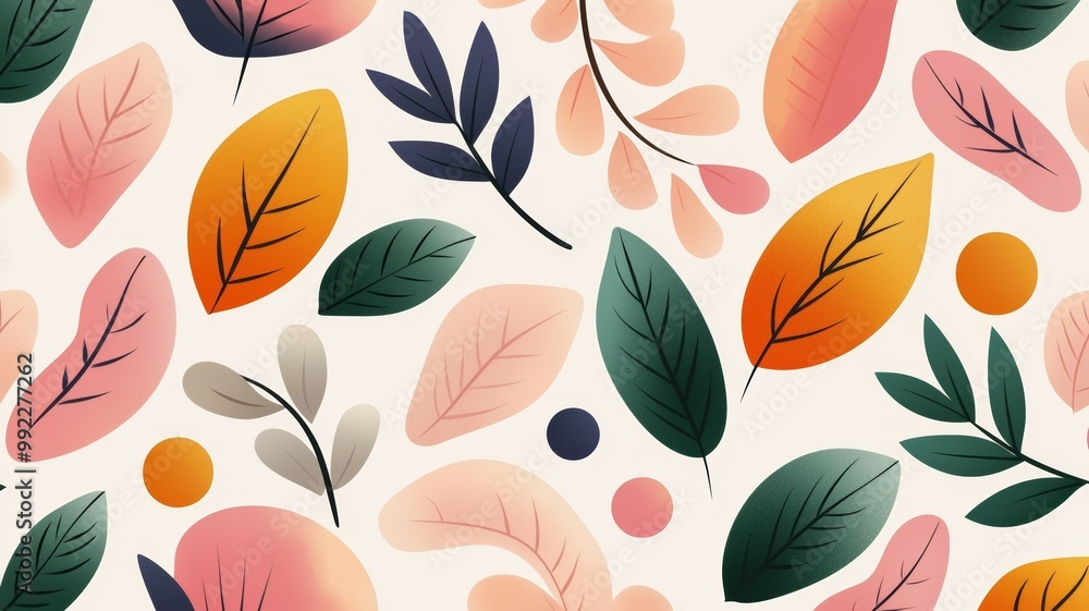 Poster a colorful leaf pattern with a variety of colors and shapes