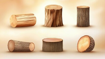 Obraz premium A collection of wood logs with varying shapes and sizes