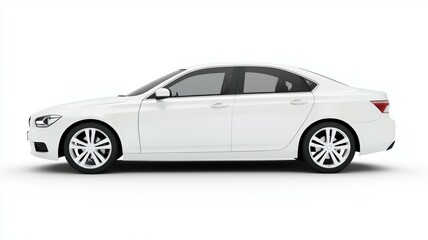 Fototapeta premium A white car with a black stripe on the back