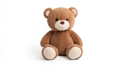Obraz premium A brown teddy bear is sitting on a white background