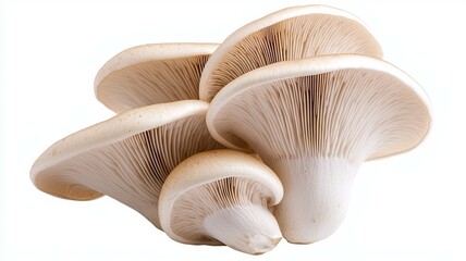 A bunch of mushrooms are shown in a white background