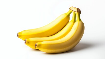 Three bananas are sitting on a white background