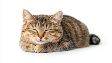 Obraz premium A cat is sleeping on a white background