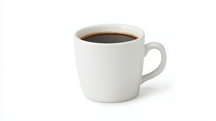 A white coffee cup with a dark brown liquid in it