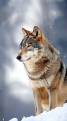 Obraz premium Majestic Wolf in a Plain Background. Wild Animal Wildlife Portrait Concept