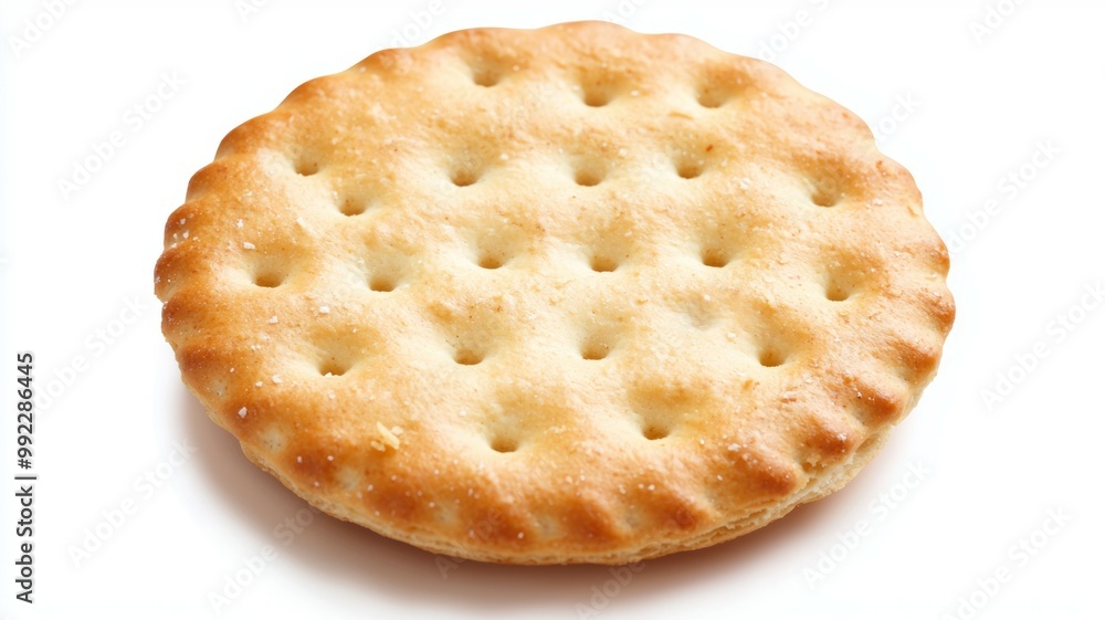 Poster a close up of a cracker with a few holes in it