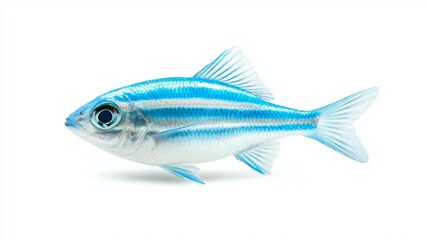 Fototapeta premium A blue striped fish is swimming in a tank