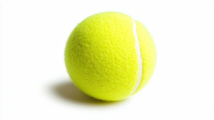 A tennis ball is sitting on a white background