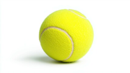 A tennis ball is sitting on a white background