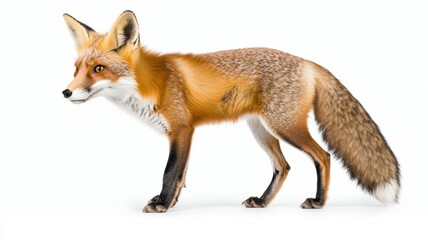 Obraz premium A fox is walking on a white background