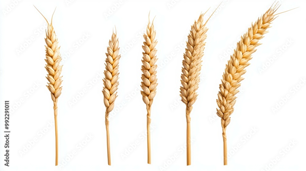 Aufkleber five different types of wheat stalks, each with a different length and shape