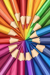 Fototapeta premium Colorful Pencils Arranged in a Circular Pattern