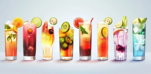 Refreshing Drink Variety. High Detailed Drinks Concept