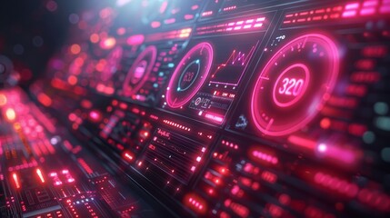 Obraz premium Futuristic Technology, Digital Interface, Glowing Lights, Cyberpunk Style, Virtual Reality