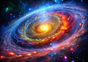 Obraz premium Stunning representation of galaxy formation, highlighting the role of density perturbations in shaping the universe, with vivid colors and razor-sharp clarity.