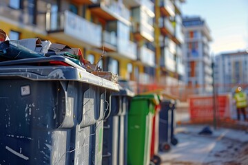 Obraz premium Colorful garbage bins in public park for separate collection of waste.