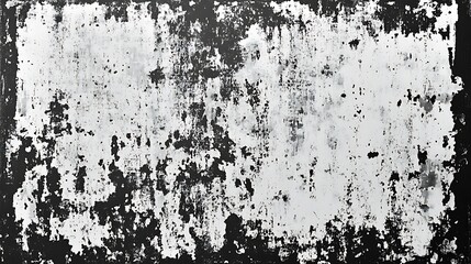Fototapeta premium Abstract texture with black and white paint splatters and patterns.