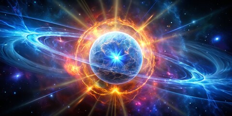 Obraz premium High-quality illustration of a neutron star, observed in X-ray and gamma-ray wavelengths, revealing its intense magnetic field and radiation.