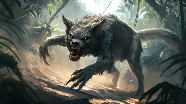 Mysterious el chupacabra hunt. Chupacabra. Illustration