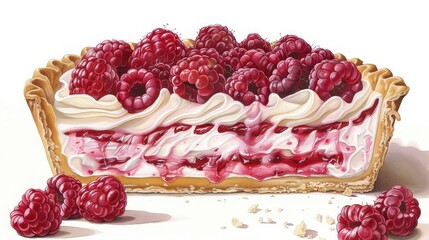 Raspberry Tart with Fresh Raspberries and Cream
