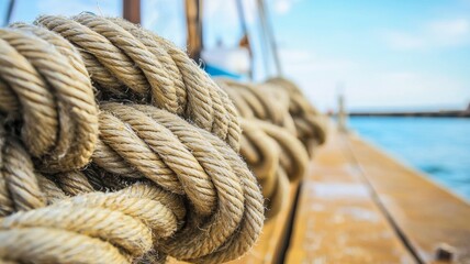 Fototapeta premium A rope is tied to a dock