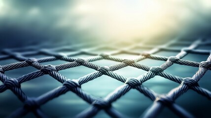 A close up of a net with many knots