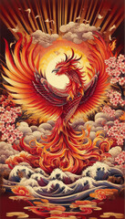 Fototapeta premium 浮世絵、日本画／鳳凰 Phoenix フェニックス 