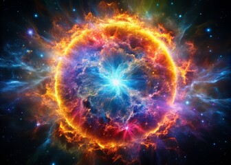 Obraz premium A spectacular, high-contrast image of a supernova, showcasing its immense power and energy release as it reshapes the cosmos