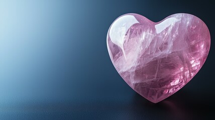 A heart made of pink stone is on a dark background