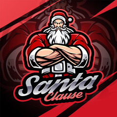 Santa esport mascot logo design 