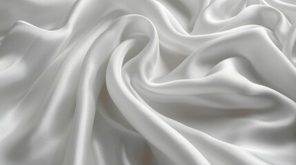 Obraz premium White silk or satin fabric texture background, abstract soft flowing wavy smooth elegant material