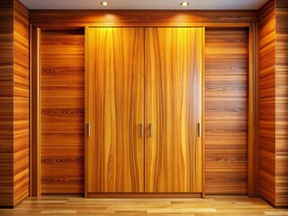 Beautiful wooden closet door with natural grain texture and elegant design for home interior decor