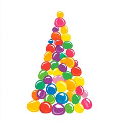 A colorful pyramid made of various gumdrop candies.