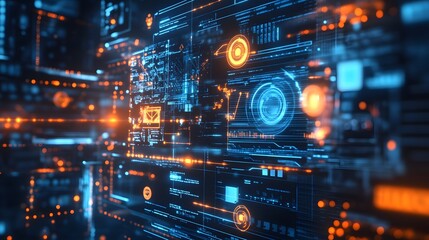 Obraz premium great light futuristic computer technology business background.