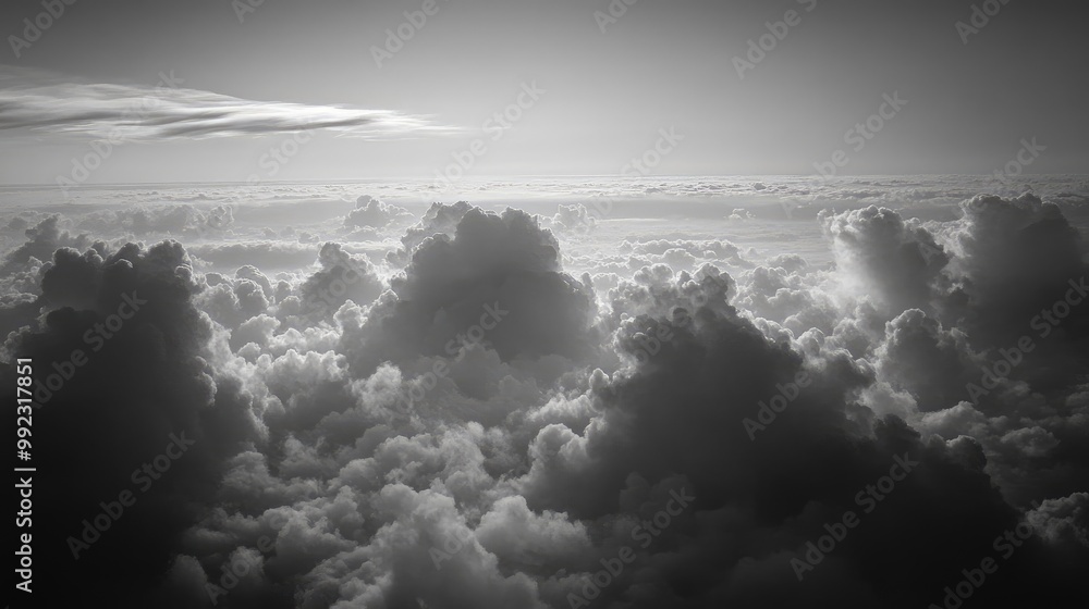 Poster dense stratus clouds spread across the sky, creating a grey and overcast atmosphere, hinting at a gl