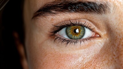 Obraz premium Close up of a Human Eye with Green Iris and Eyelashes