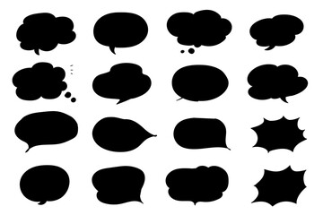 シンプルな吹き出しセット 黒線