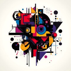 Obraz premium Abstract Geometric Composition with Vivid Colors and Shapes