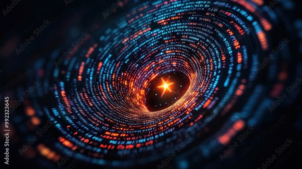 Poster digital code tunnel abstract background