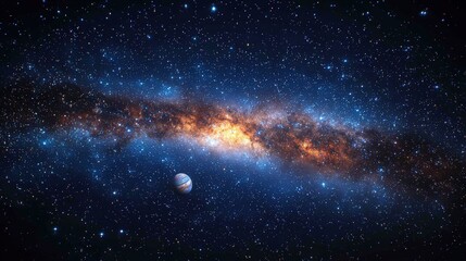 Obraz premium Cosmic Galaxy Background with Stars and Planet