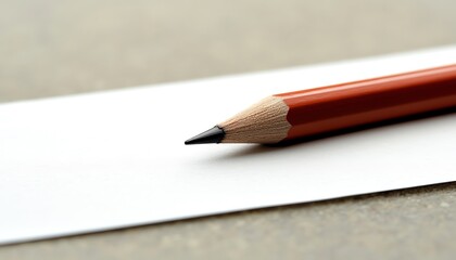 Red Pencil with Graphite Tip on White Paper